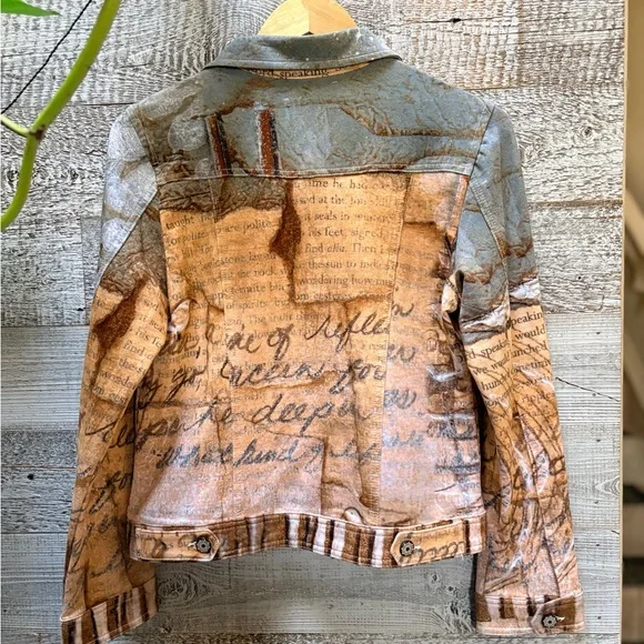 Dolcezza | Women's S - Lightweight Full Abstract Art Graphic Jacket, Blue/Tan - Picture 2 of 7